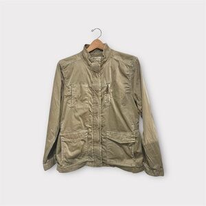 Sonoma Women’s Cargo Jacket Long Sleeve Zip Pocket Collared Olive Green Size L